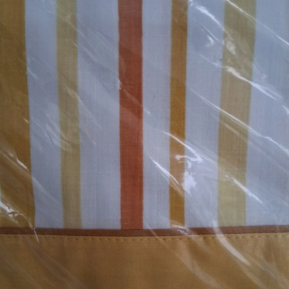Vtg 60s 70s NOS Lady Pepperell Full Flat Sheet Striped Yellow Orange Fall Colors